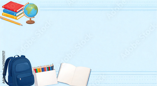 Colorful study scene with school supplies and books ready for learning