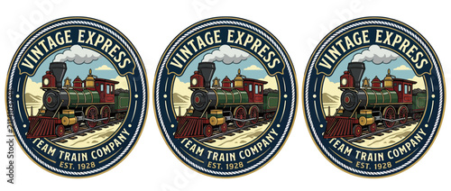 Vintage Steam Train Emblem Illustration