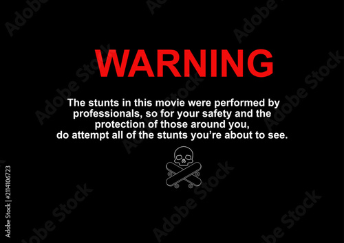 Vintage movie stunt warning disclaimer screen vector