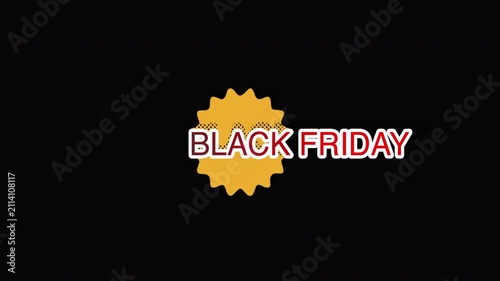 Black Friday Sale Animation With Moving Geometric Orange Star Icon On Dark Background
