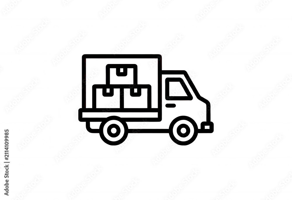 Fototapeta premium Delivery Truck Outline Transparent Background