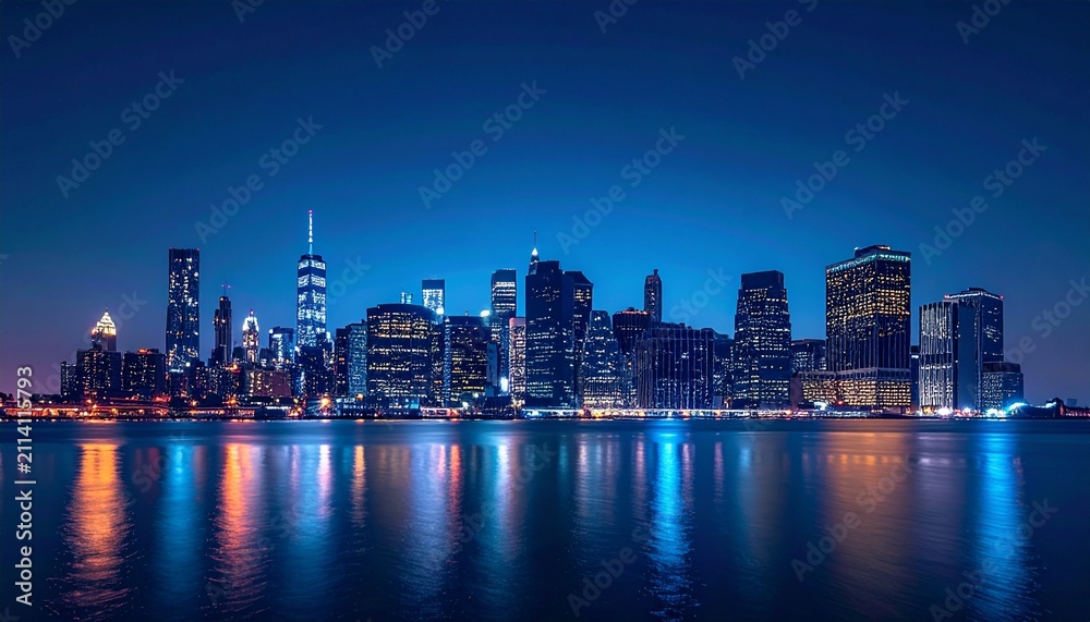 Fototapeta premium 夜景シルエットのシンプル街並み背景画像