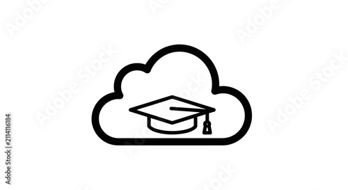 Foto Graduation cap on cloud icon symbol.