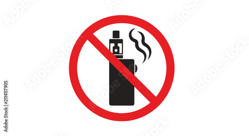 No Vaping Icon With Electronic Cigarette Silhouette On White Background