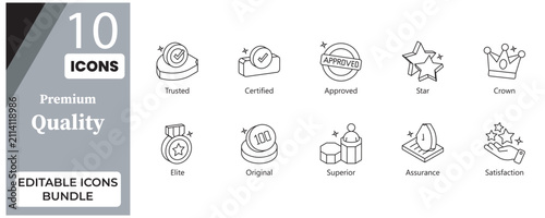 Premium Quality Badge Line Icons Set