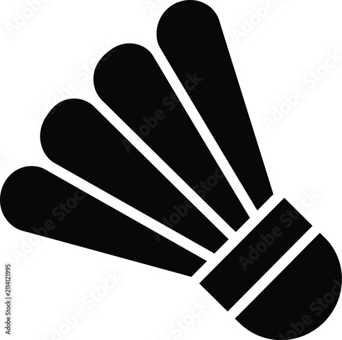 Black silhouette icon of a badminton shuttlecock sports equipment with shuttlecock, badminton