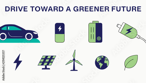 Vászonkép Drive toward a greener future infographic with icons