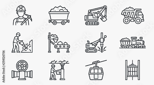 Cuadro en lienzo Construction Equipment and Mining Operations.