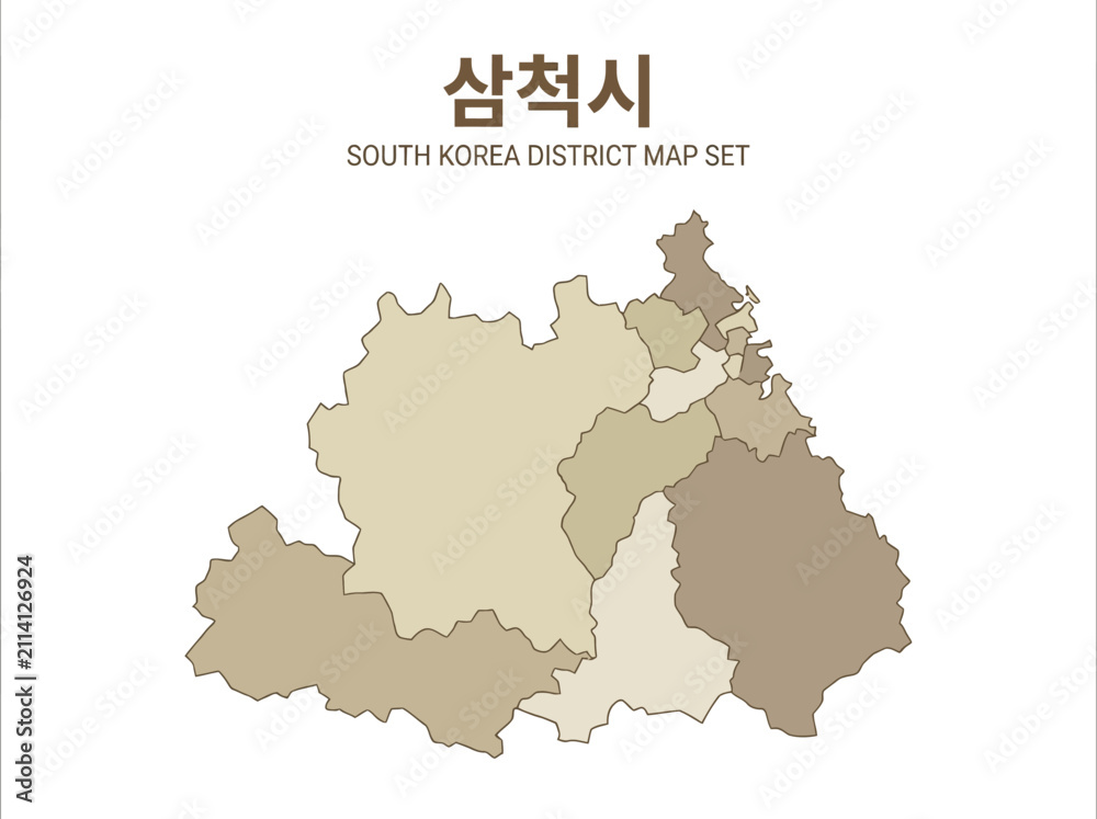 Fototapeta premium Samcheok-si South Korea Administrative District Map Set