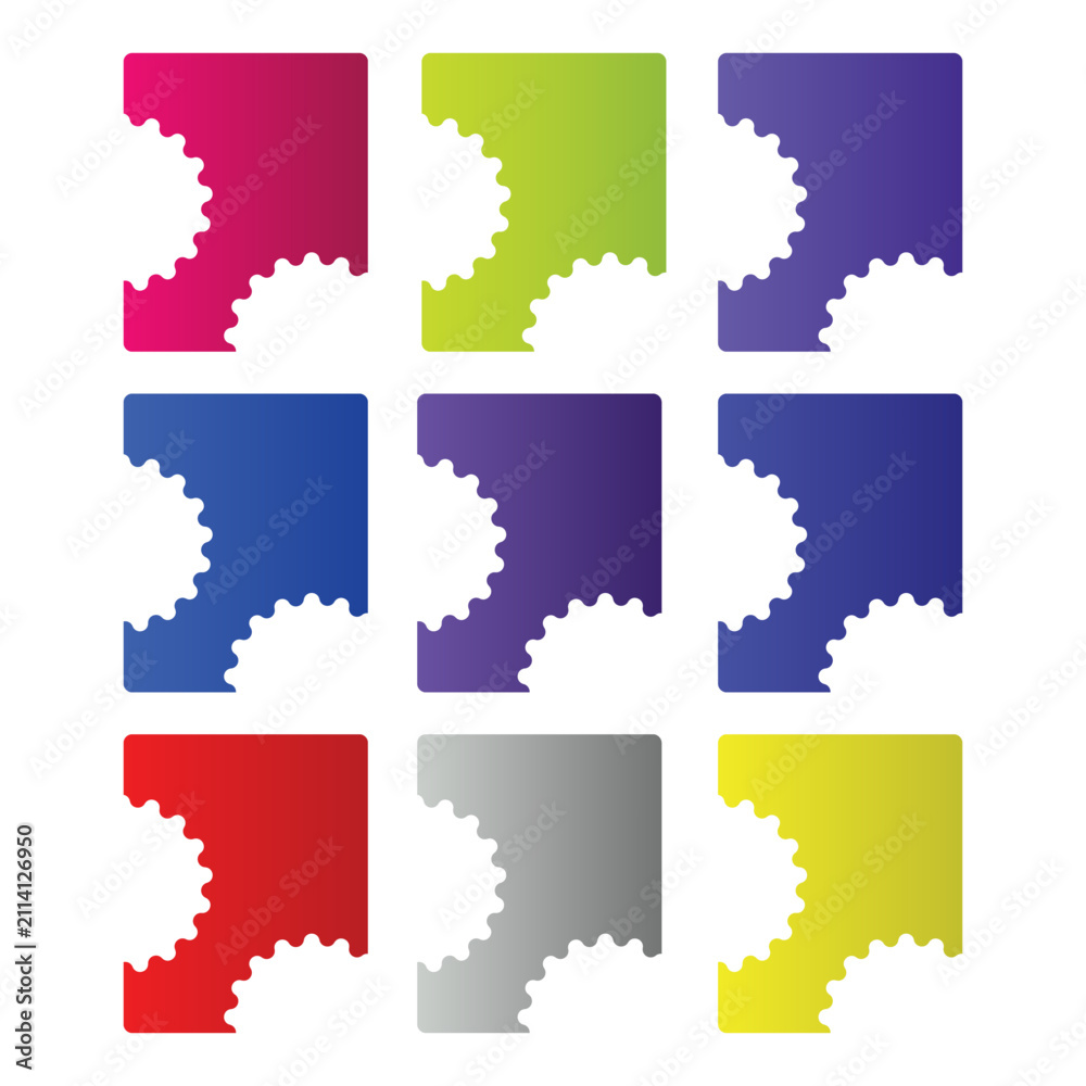 Fototapeta premium Colorful Puzzle Piece Shapes Collection for Business Infographic and Teamwork Concept