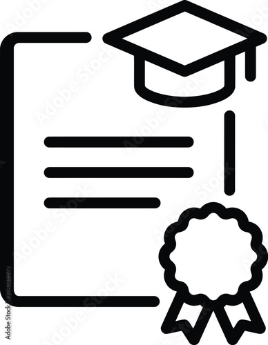 Academic certificate with graduation cap and diploma seal icon certificate graduation education