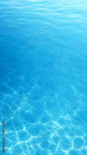 Clear Blue Water Surface Background with Ripples, Wave Texture, Transparent Aqua Pool Water, Summer Ocean and Underwater Nature Concept