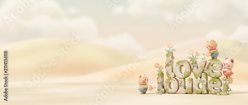 love louder typography, Charming 3D Typography with Miniature Garden Sculptures