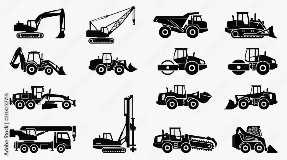 Obraz premium Construction Machinery Lineup Collection.
