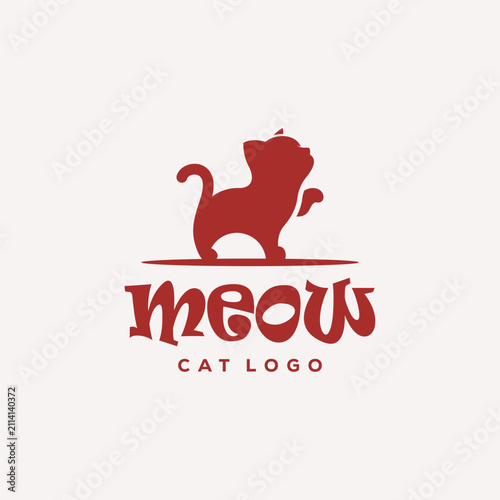 Minimal Cat Logo Negative Space Vector Icon