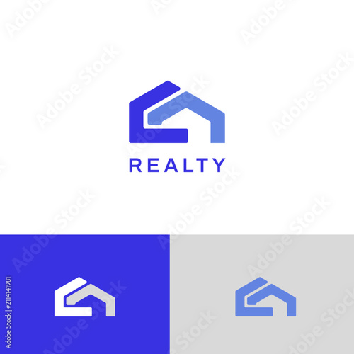Simple Minimal Realty Blue Logo Business Design