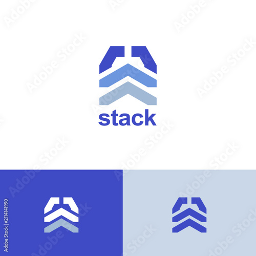 Abstract Geometry Stacked Shape Technology Business Logo Design
