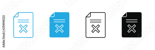 Foto Document Cross Mark Icon Rejected  with  Set Vector Illustration for Cancelled Contract, Declined File, Error, Wrong Format, and Access Denied Concepts in Outline and Solid Styles