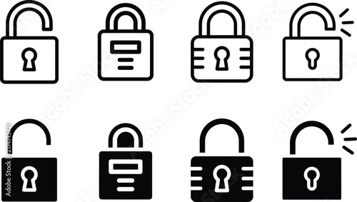фотографія A professional vector icon set featuring various padlock designs including locke