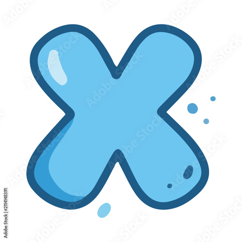 Stylized Blue Cross Mark Cartoon Icon Illustration