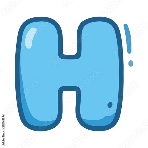 Blue Cartoon Bubble Letter H Illustration