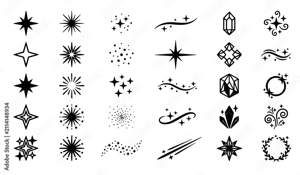 Fototapeta premium Elegant Sparkle and Twinkling Star Vector Icons for Luxury and Beauty Design