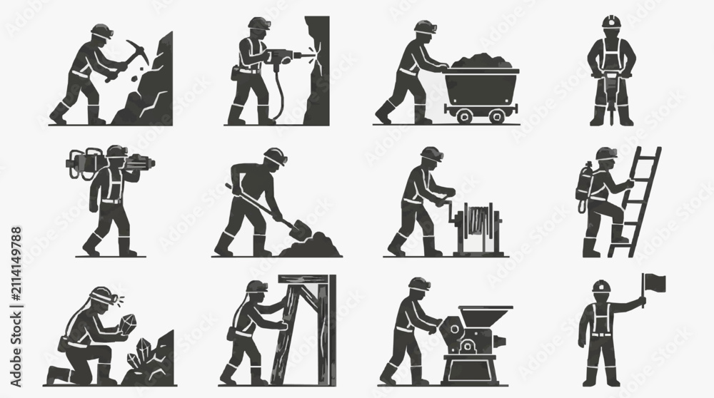 Фотография Construction Workers Performing Daily Tasks.
