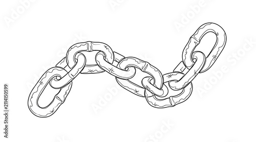 Black and white hand-drawn sketch of a metal chain