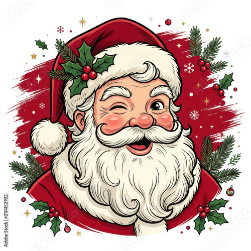 Winking santa claus artistic holiday portrait with christmas, portrait