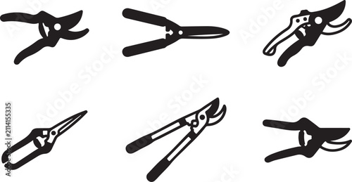 Bild auf Leinwand Six types of pruning shears and garden clippers set Vector