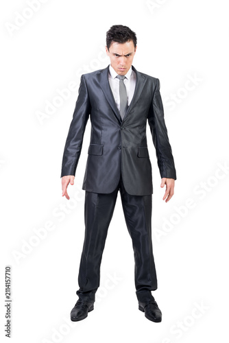 Foto Serious man in elegant suit, transparent background