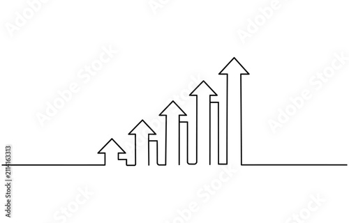 Continuous line drawing of graph icon business.