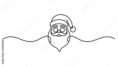 Foto Santa claus face portrait in a continuous single line drawing style with a minim