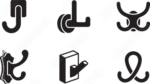 Quadro su tela Modern black hook and loop fasteners vector icons set Vector