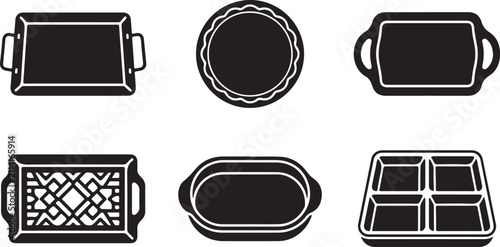 Fotografía Six different baking and serving trays vector illustration Vector