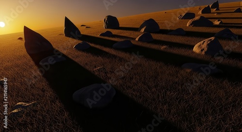 Abstract Geometric Pattern Design with Stones and Shadows