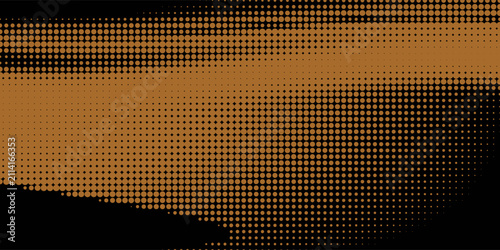 Abstract orange halftone dotted wave lines on black background dynamic digital motion pattern for technology banner presentation website header and marketing template vector illustration