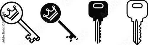 Bild auf Leinwand A high quality black and white vector icon set featuring various key designs inc
