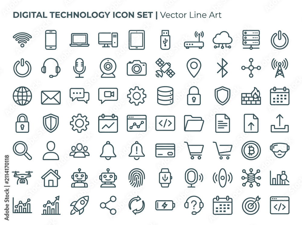 Fototapeta premium Collection of digital technology icon sets
