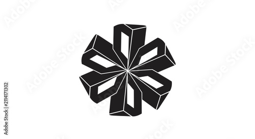 Konstfotografi Geometric 3D black star abstract logo.