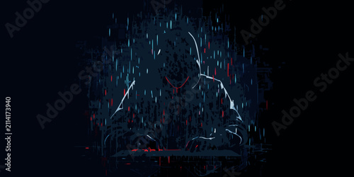 Fotografie hooded figure in dark digital art style with transparent background silhouette a