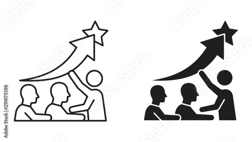 Business growth success icon set with rising arrow business achievement