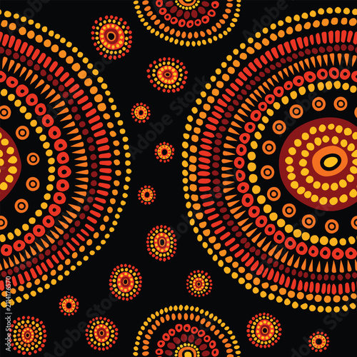 фотографія Australian aboriginal indigenous abstract seamless vector pattern with red, oran