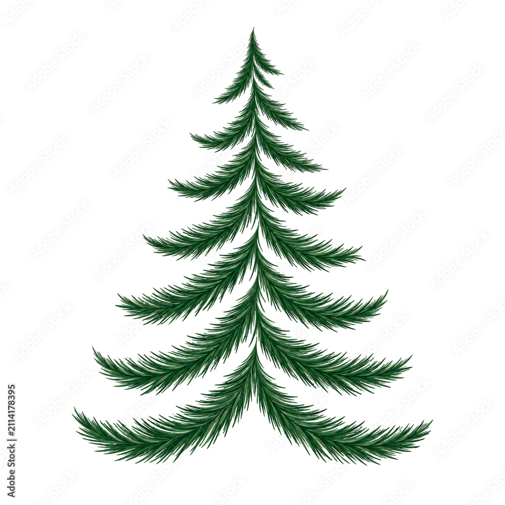 Obraz premium Stylized hand drawn green pine tree illustration isolated on transparent background