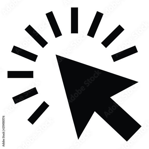 Принти на полотні Black cursor arrow icon with loading spinner on white background