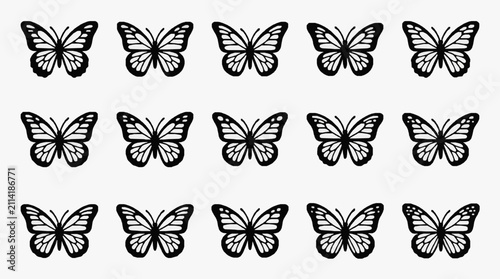 Black and White Butterfly Collection Arrangement.