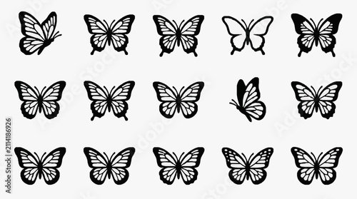 Black and White Butterfly Patterns Collection.