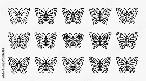 Black and White Butterfly Patterns Collection.