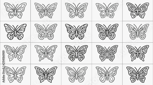Black and White Butterfly Patterns Collection.