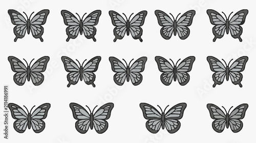 Black and White Butterfly Patterns Collection.